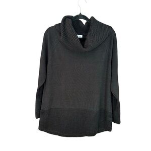 Calvin Klein Women's Cowel Neck Lightweight Sweater Black Large